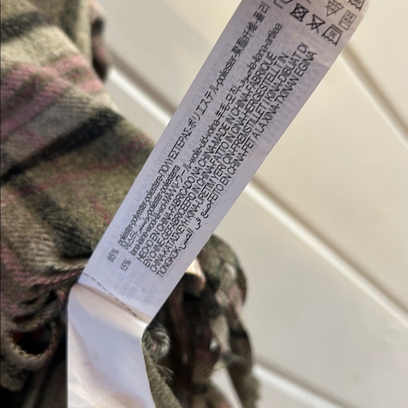 ZARA Green and Pink Plaid Fringe Jacket - Picture 6 of 6